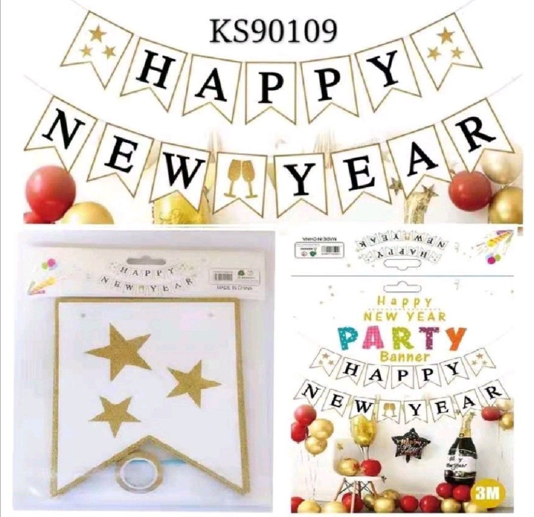 HAPPY NEW YEAR BANNER (Category: Occasions & Party Supplies) located in Mandaluyong City. Submitted by kookiejoyz (Listing ID 1197480518, Image 1). Description: 7 DESIGN AVAILABLE ALSO. AVAILABLE: 2023 FOIL BALLOON 18INCH HNY FOIL BALLON BIG WINE/GLASS FOIL BALLOON CURTAIN FOIL MOP:GCASH.