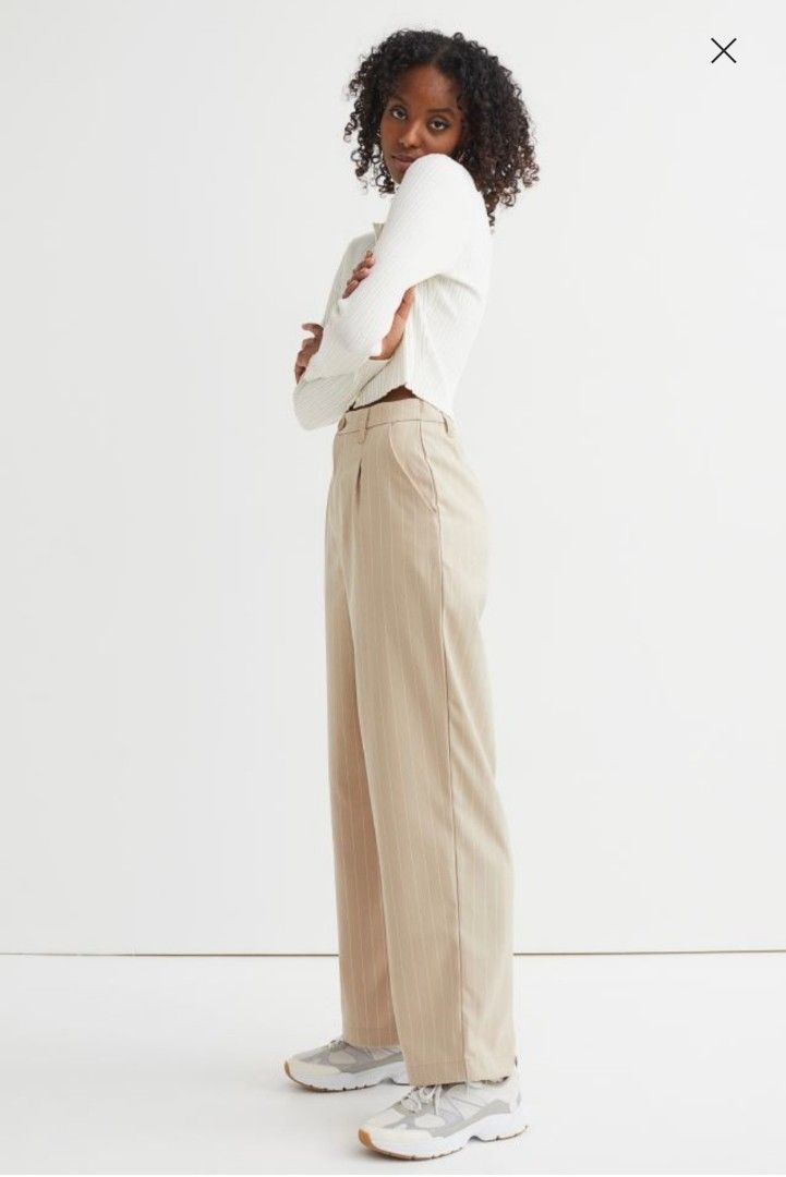 High waisted wide leg pants h&m discount