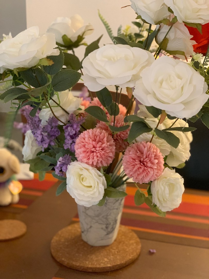 Ikea flowers with vase, Furniture & Home Living, Home Decor, Artificial Plants & Flowers on