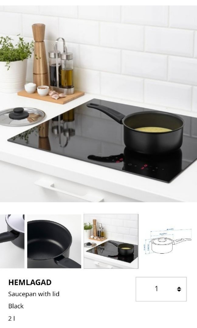 HEMLAGAD Saucepan with lid, black - IKEA