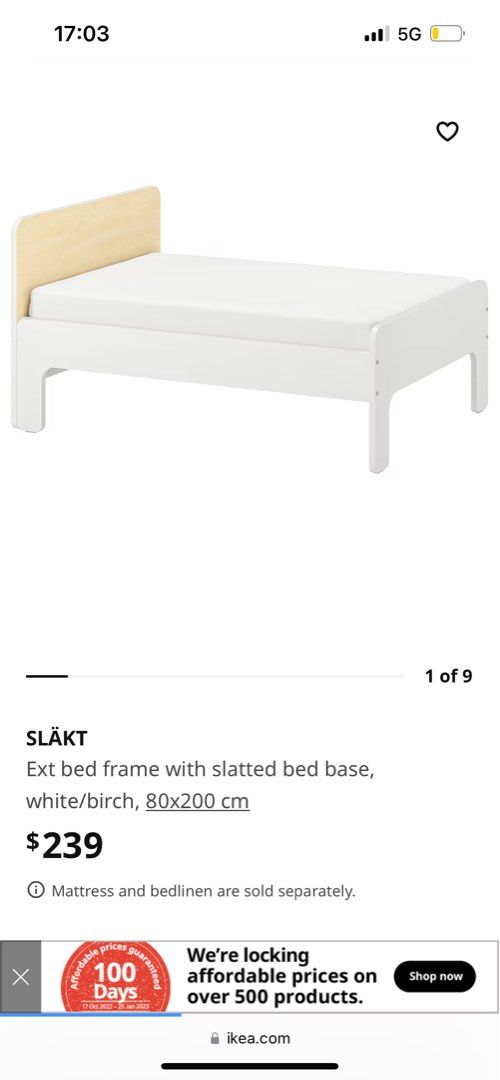 IKEA Slakt Extendable Bed Never Slept On!, Furniture & Home Living