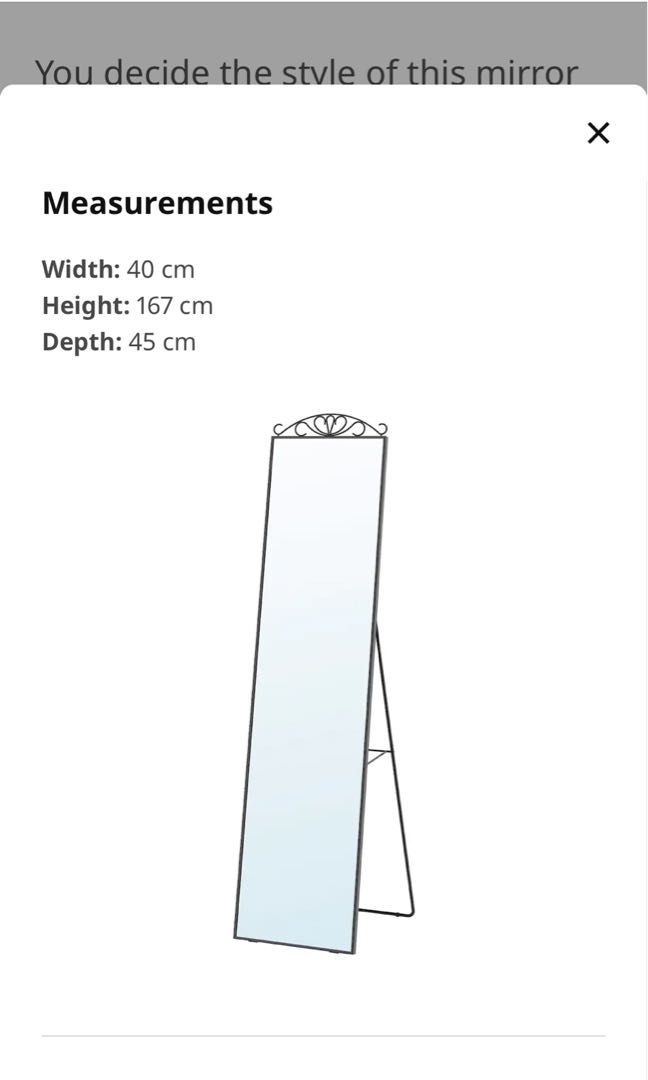 IKEA standing mirror (very good condition), Furniture & Home Living