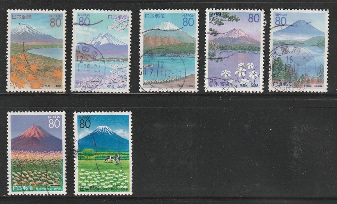 Japan Regional stamp Mt. Fuji 2 complete sets used, 興趣及遊戲, 收藏品及紀念品, 郵票及
