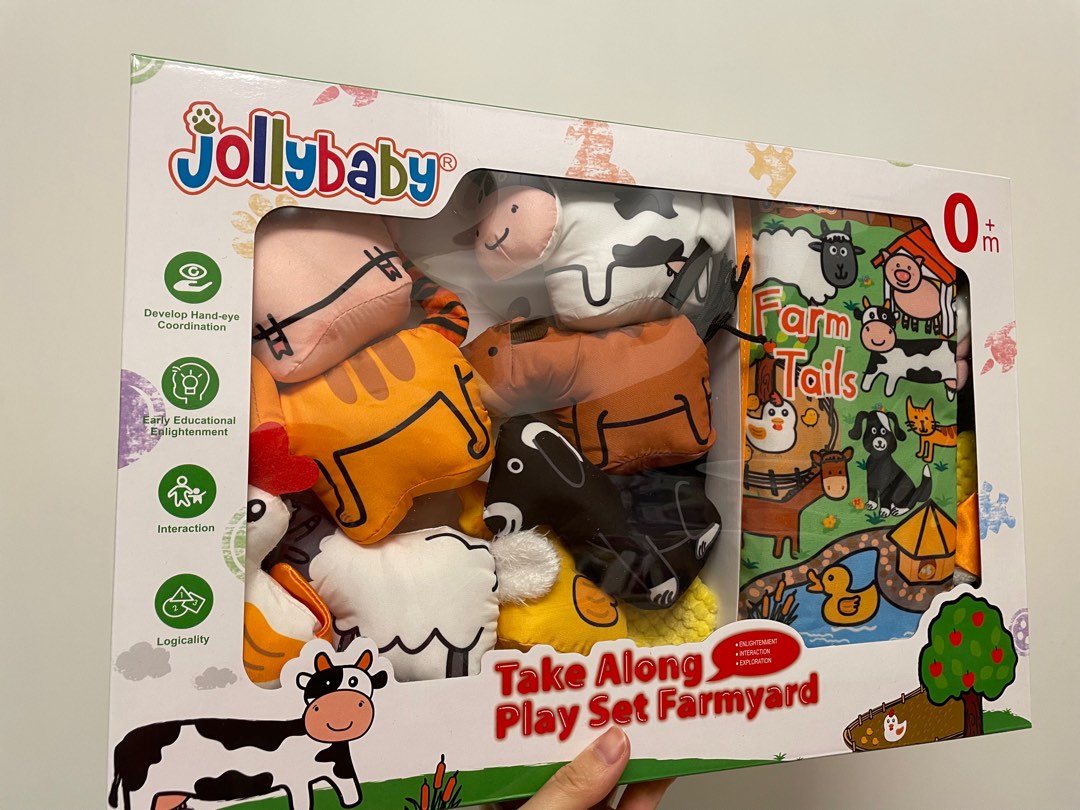 Jollybaby take along play set 觸感玩具 禮盒裝（尾巴布書+咇咇公仔+playmat), 兒童＆孕婦用品, 嬰兒