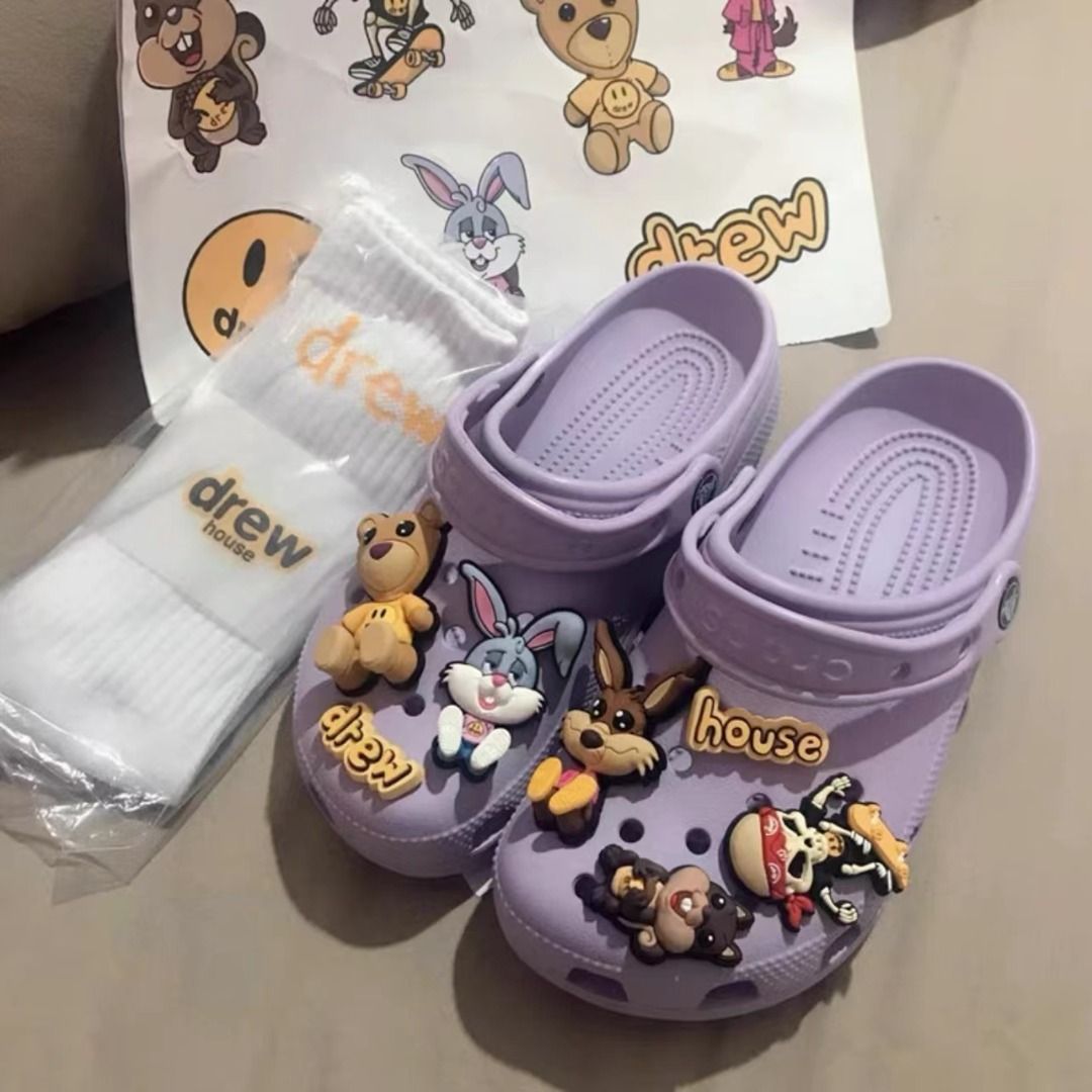 💕特價！Justin Bieber x Drew House xCrocs 聯名款洞洞運動涼鞋紫色