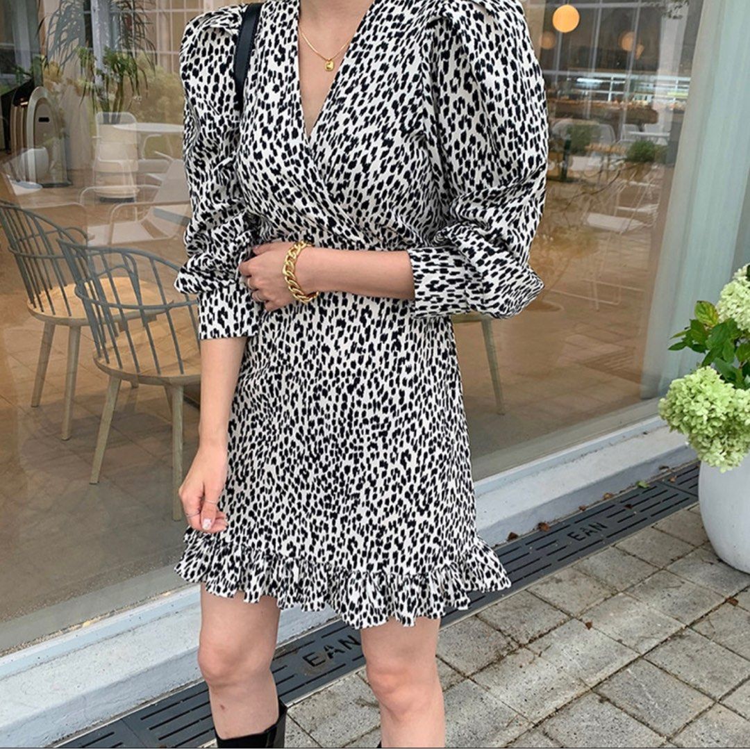 White leopard print clearance dress