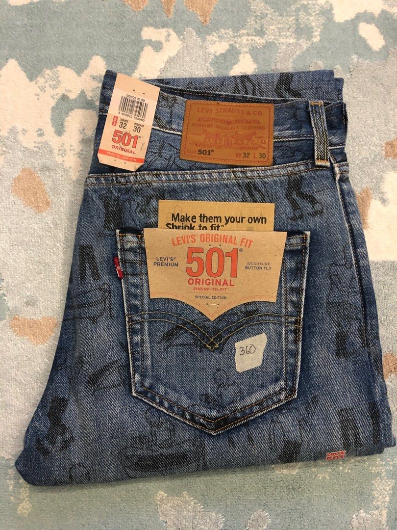 LEVIS 501 BIG E NON SELVEDGE FULL PRINTED SPECIAL EDITION SIZE 32