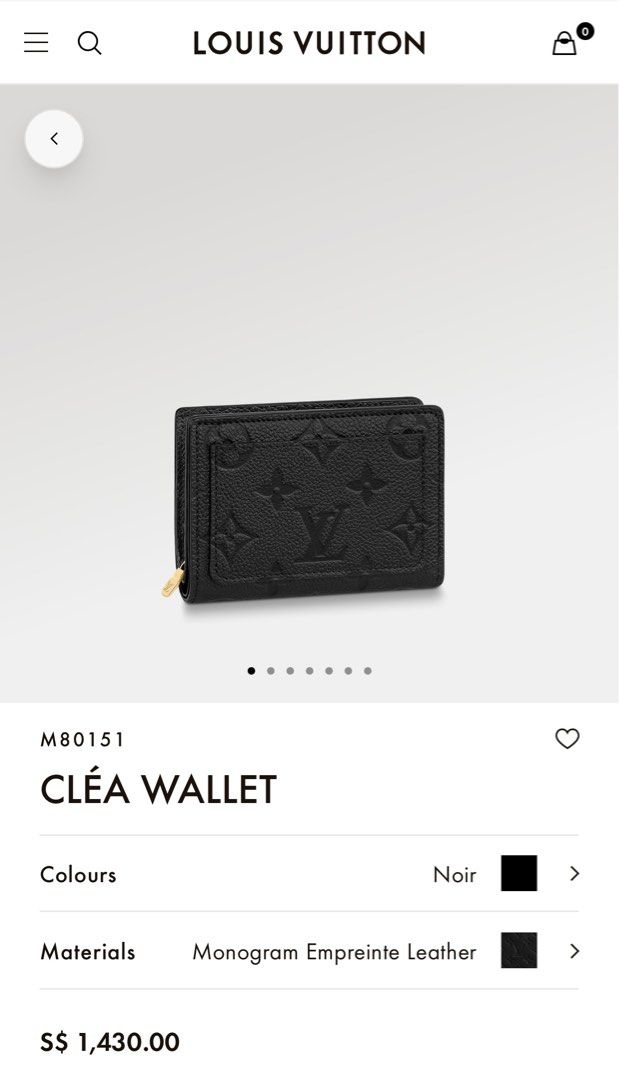 Shop Louis Vuitton MONOGRAM EMPREINTE Cléa wallet (M80152, M80151) by  Channeltotheworld