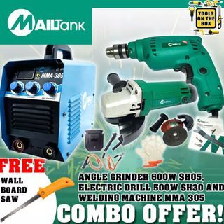 MAILTANK (SH83+SH05+SH30) MMA-305 Arc force IGBT Inverter Welding Machine & Electric Drill & Angle Grinder with FREE Wall Board Saw
