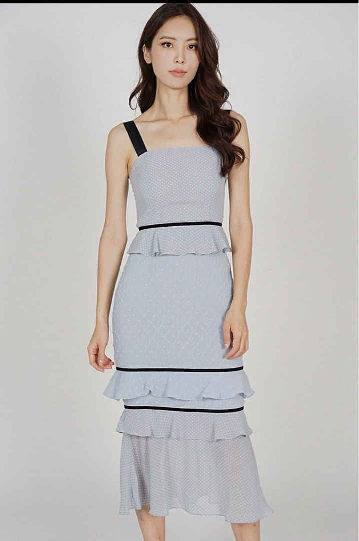MDS Collections Odine Ruffled Dress in Ash Blue New Size M, Women's Fashion, Dresses & Sets, Dresses on Carousell MDS Collections Odine Ruffled Dress in Ash Blue New Size M, Women's Fashion, Dresses & Sets, Dresses on Carousell