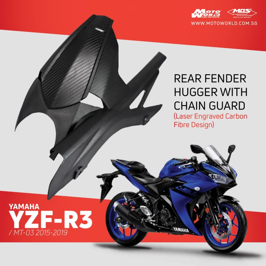 MOS Rear Fender Hugger with Chain Guard for Yamaha YZF-R3/MT-03 2015 ...