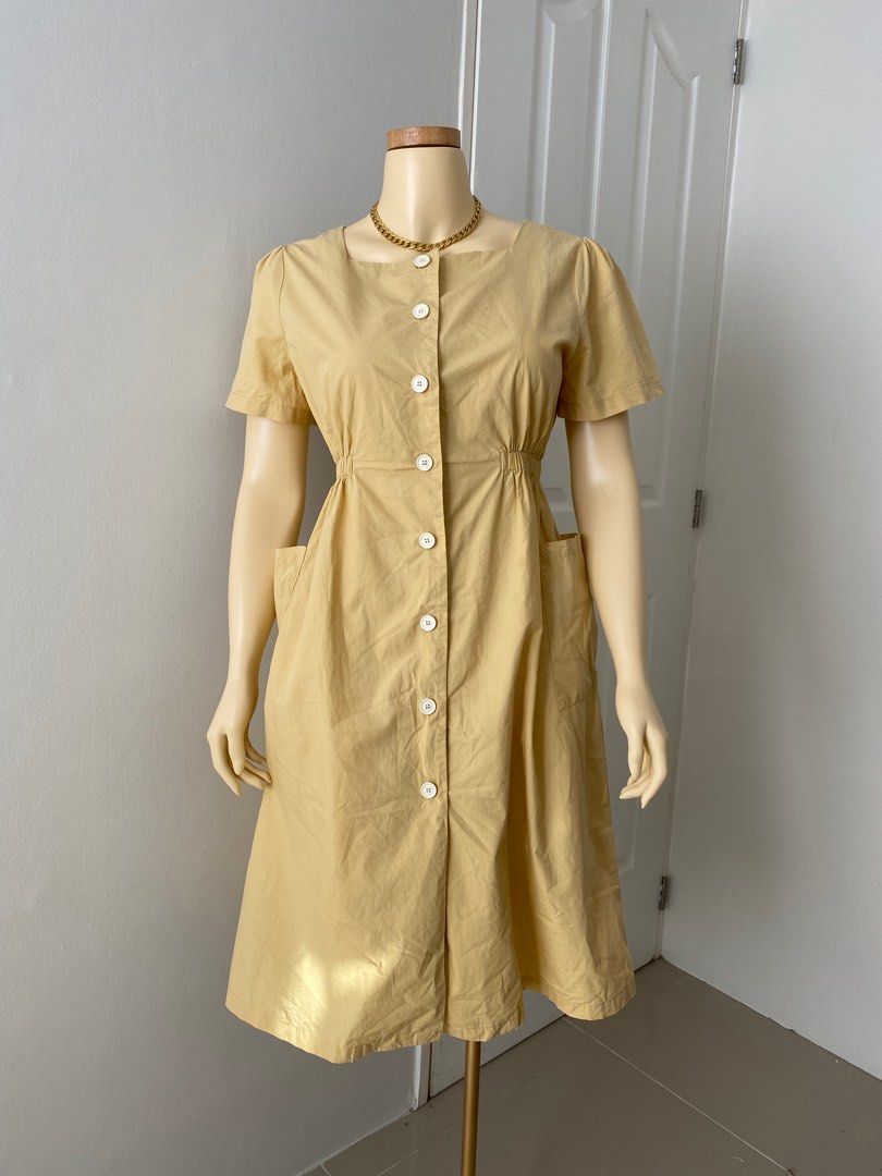 Mustard korean dress, Women's Fashion, Dresses & Sets, Dresses on Carousell