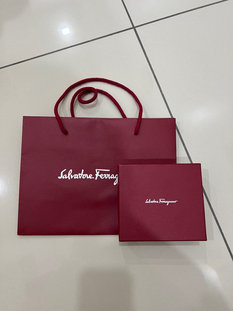 Salvatore Ferragamo Paper Bag 28cm x 21cm Wallet Box 13.5cm x 12cm x 3.5
