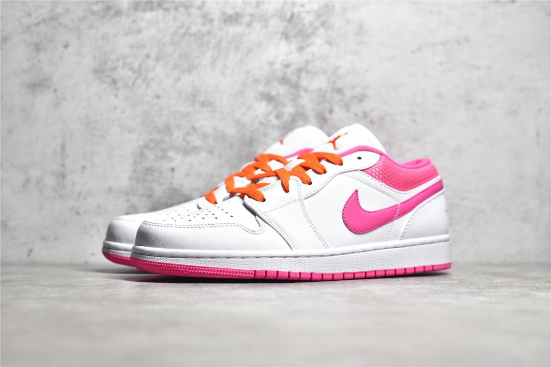 Air jordan 1 pink and white on sale