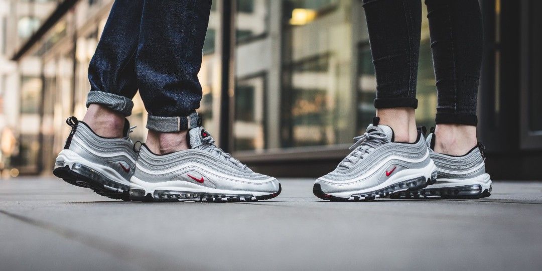 Air max 97 silver white on feet sale