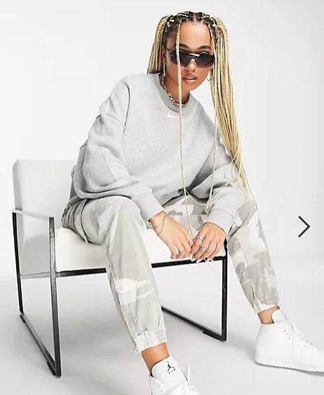 Nike mini swoosh oversized boxy grey sweatshirt clearance
