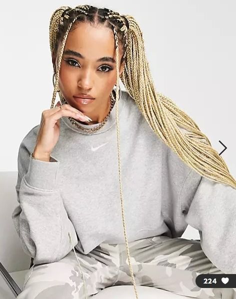 Nike mini Swoosh oversized boxy sweatshirt in grey Women s