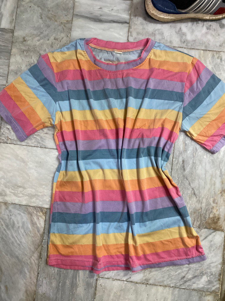Pastel rainbow shirt, Women's Fashion, Tops, Shirts on Carousell