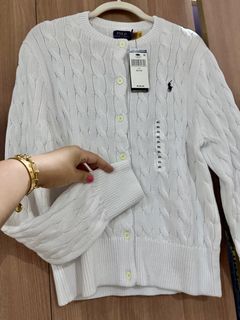 Ralph Lauren Cable Knit Sweater / RL Cardigan - White