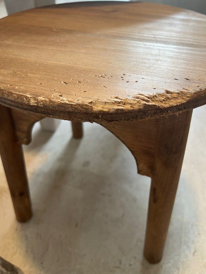 Rustic Short Wooden Stool Set of 3, Furniture & Home Living, Furniture ...