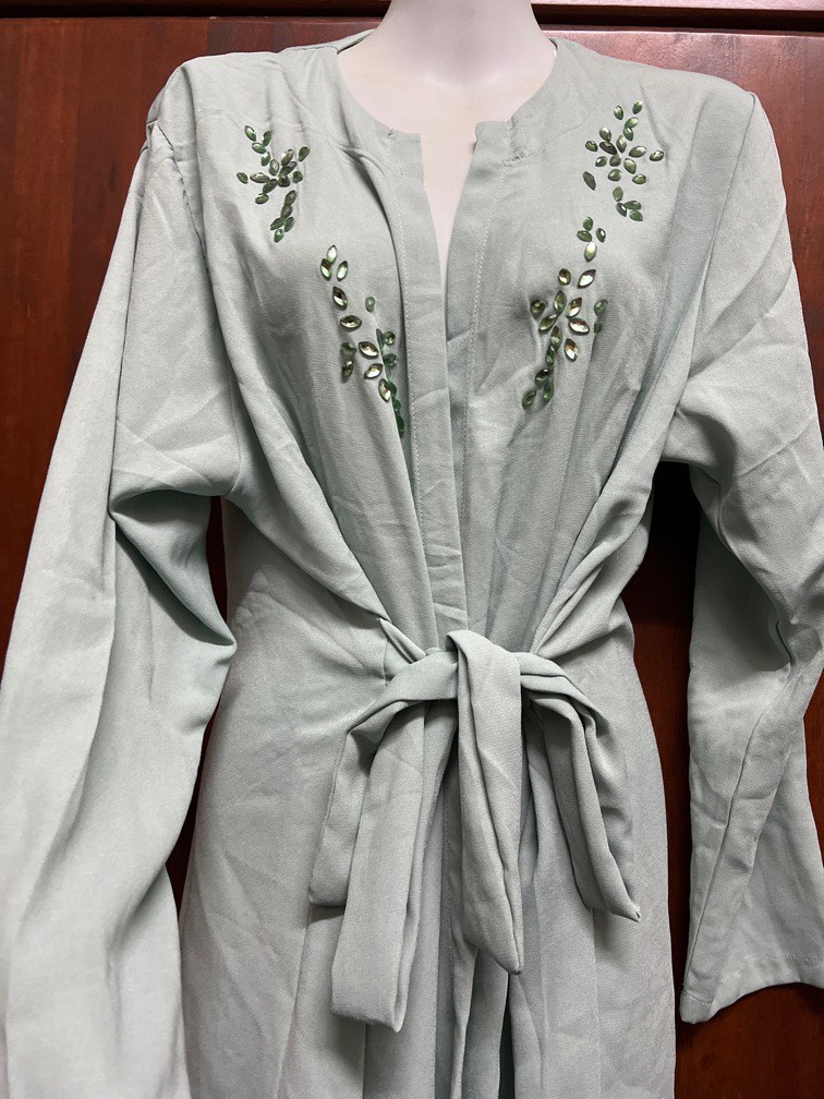 Sage green kimono top, Women's Fashion, Tops, Other Tops on Carousell