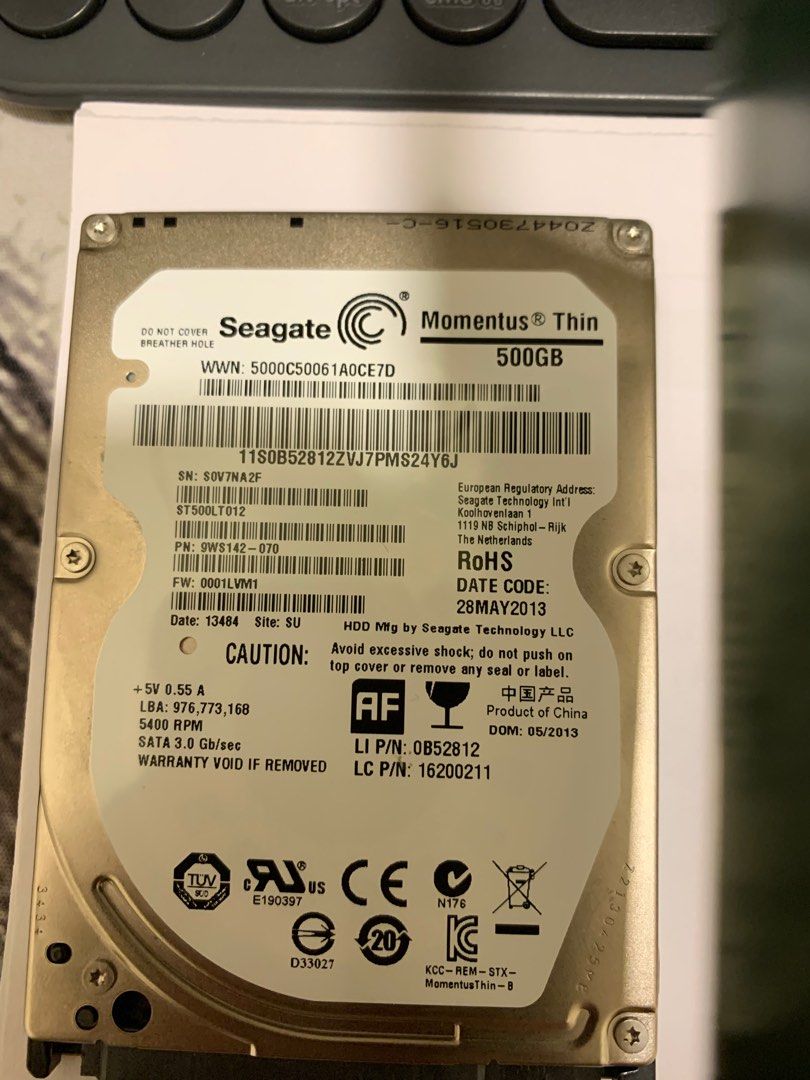 Seagate Momentus Thin 500GB SN S0V7NA2F Computers Tech Parts