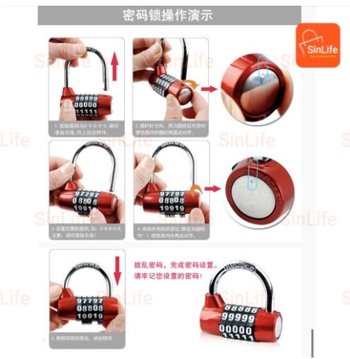 Security 4/5 Digit Number Password Safety Coded Lock Wide Shackle ...