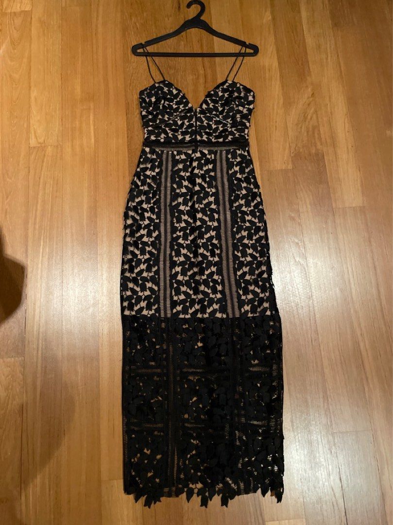 lemon and black pepper dressing Self-Portrait Black Lace with Pleated Bottom Maxi Dress Size 4 – Mine &  Yours main image 0