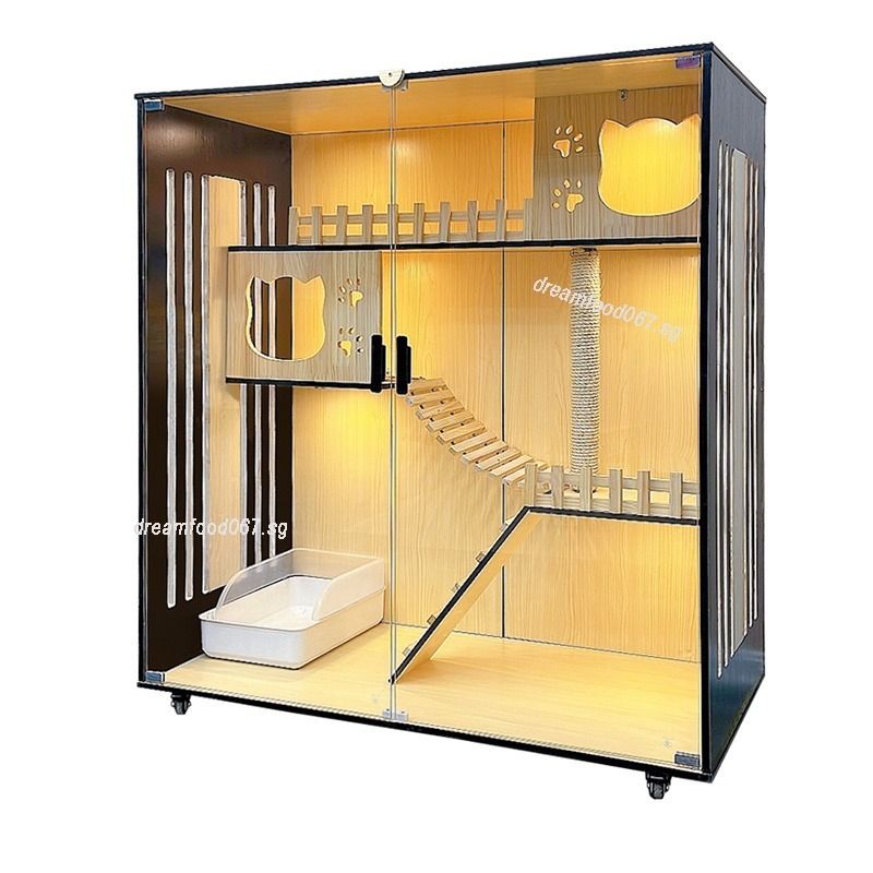 Solid Wood Cat Villa Cat Cage Super Large Luxury Cat House 3C Grade