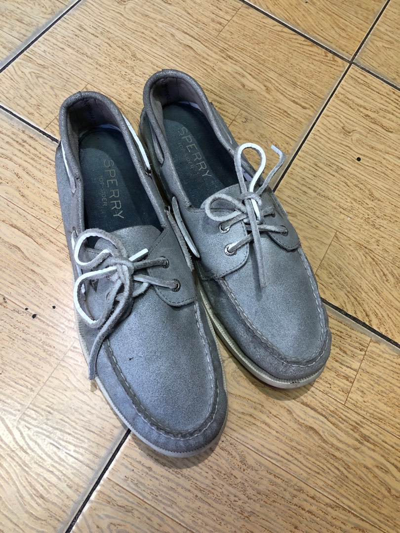 Sperry Top Sider Grey Leather Boat Shoes 11.5 US M Men s Fashion