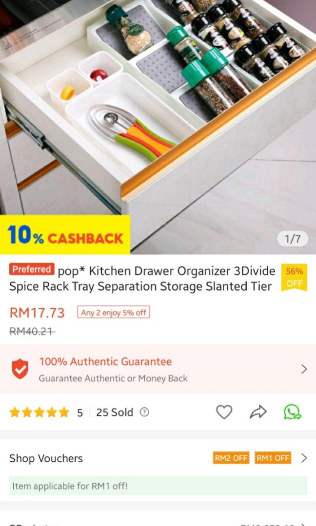 Spice Rack Set of 2 Pcs for Drawers, Furniture & Home Living ...