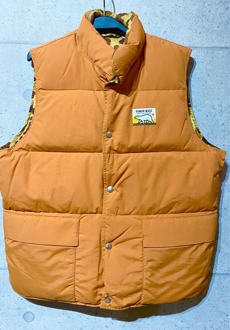SS22 Human made reversible down vest (orange) size M / XXL, 男 