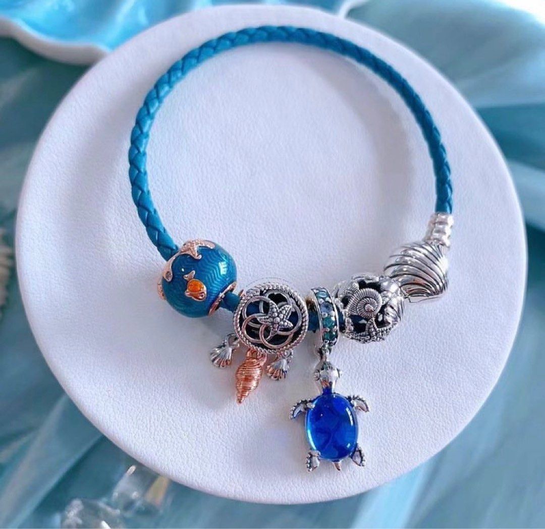 Pandora blue store leather bracelet sale