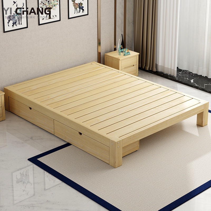 Tatami Bed Frame Solid Wood Single Bed Frame Rental Room Bed Frame With