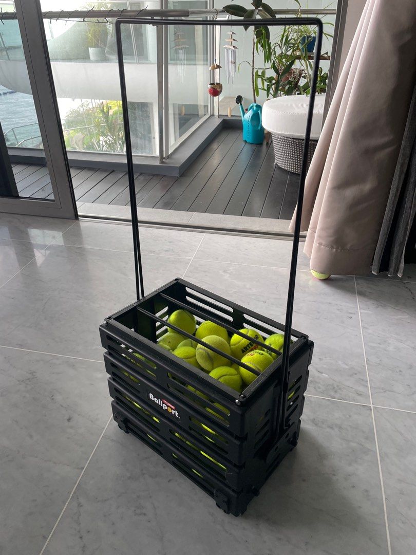 Tennis ball hopper with wheels, Sports Equipment, Sports & Games