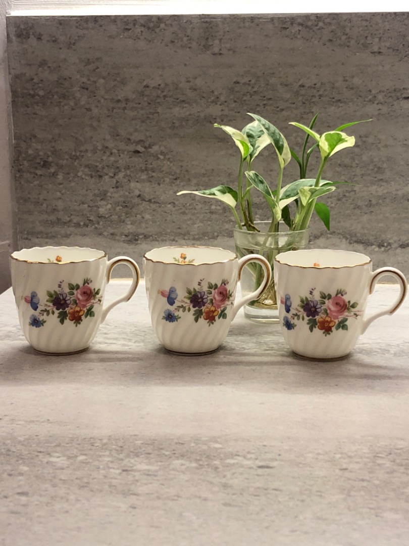 Vintage 1793 Minton Bone China England Set of 3 Demitasse Cup MARLOW, Furniture & Home Living
