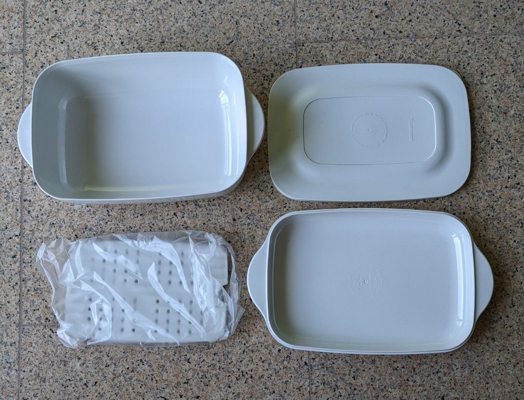 Vintage Tupperware Microwave Cookware with Strainer, Furniture & Home