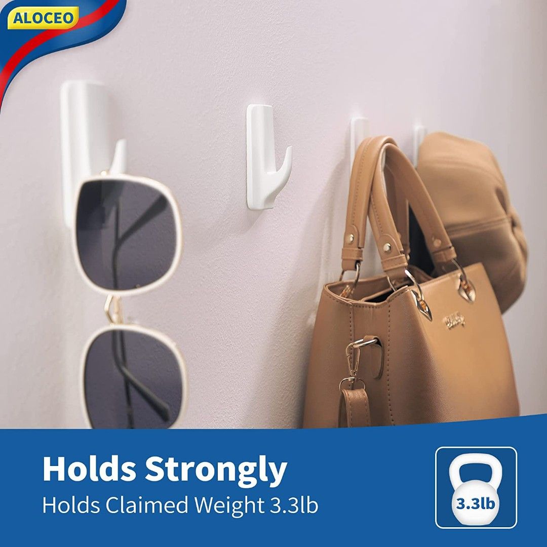 Wall Hooks Adhesive Hooks for Hanging No Damage Sticky Wall Hooks for  Bathroom Shower and Kitchen, 9 Hooks and 12 Strips(White), 傢俬＆家居, 其他,  掛鉤和衣架- Carousell