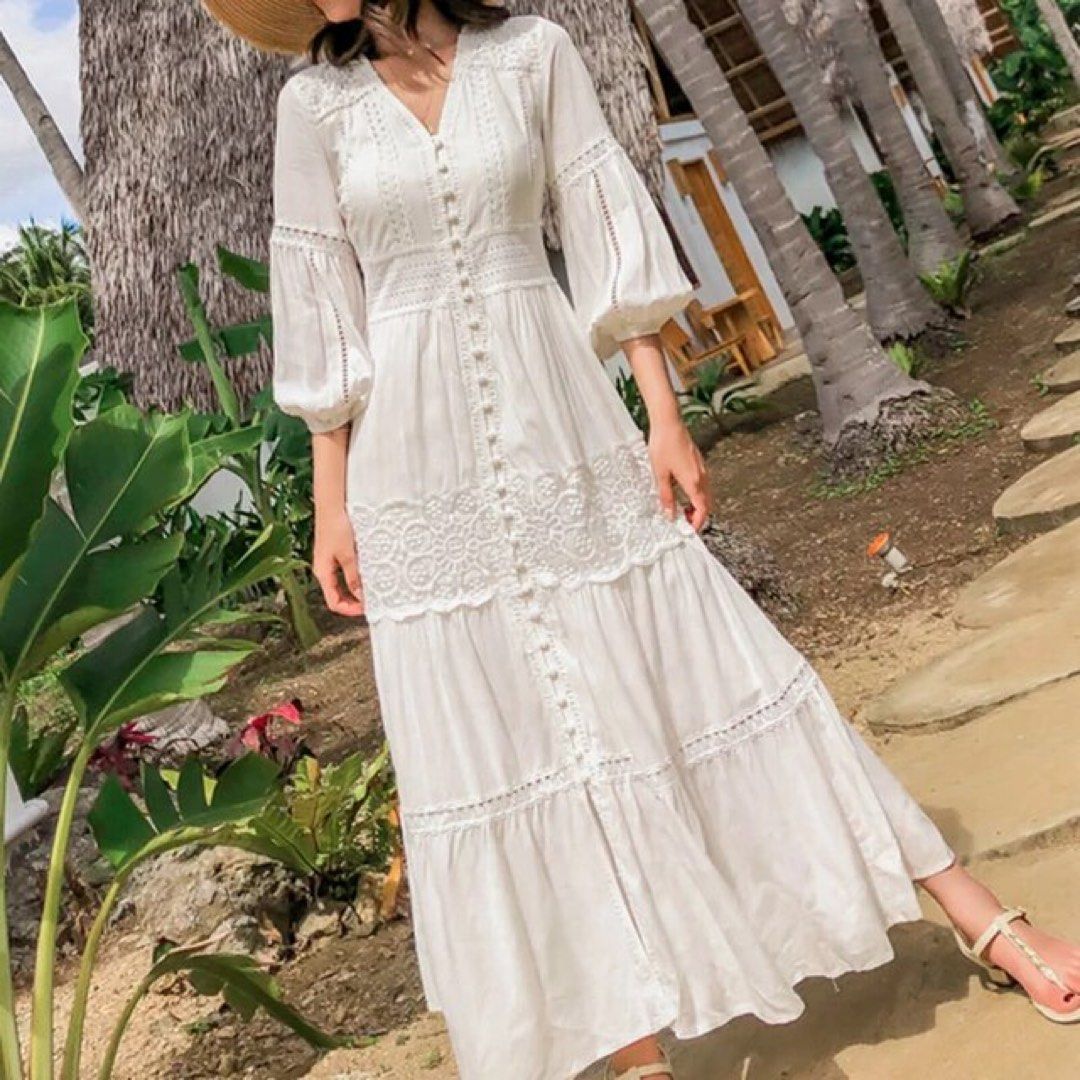 Women's Tall Coverup Gauze Maxi Dress White