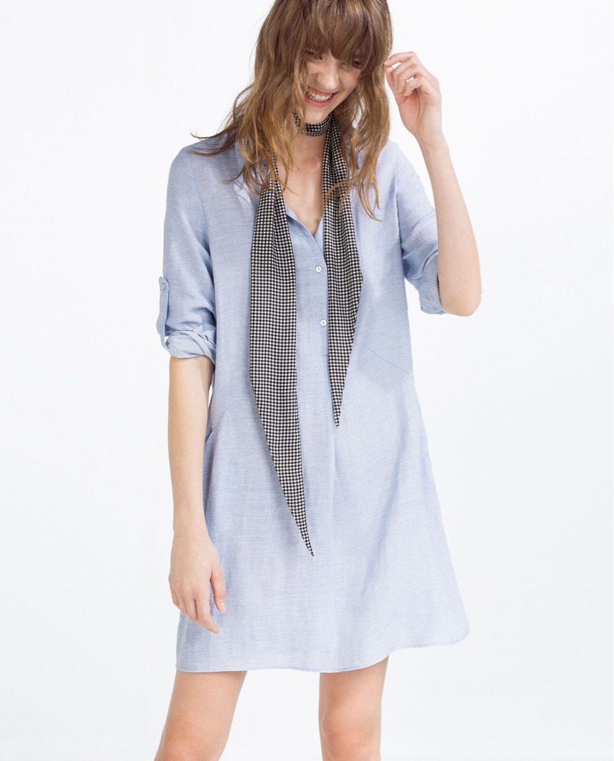 Zara Light Blue Shirt Dress, Women's Fashion, Dresses & Sets, Dresses