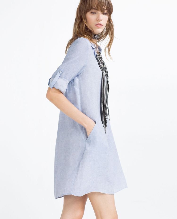 Zara Light Blue Shirt Dress, Women's Fashion, Dresses & Sets, Dresses