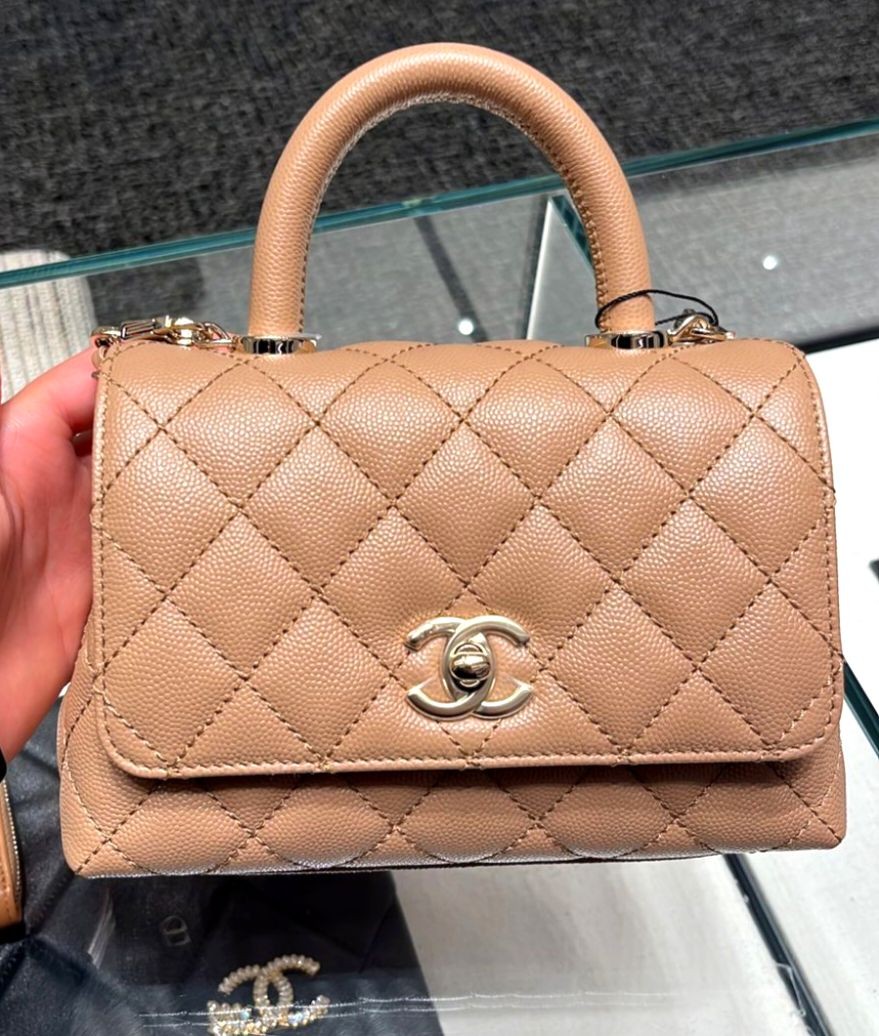 22K Chanel Coco Handle Beige Small LGHW, Luxury, Bags & Wallets on Carousell