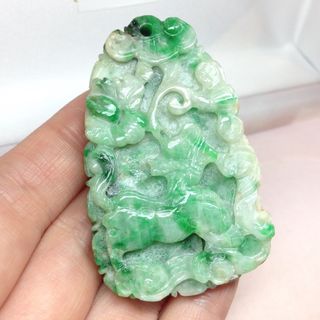 Natural A Jadeite Old Double-Sided Pendant, 59 x 37 x 8mm. Imperfections are inevitable with used items, please do not disturb if you are particular64234844248067110