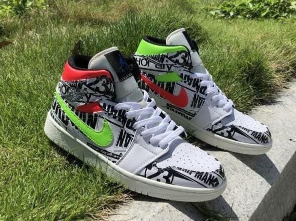 Air jordan 1 mid all over logos clearance