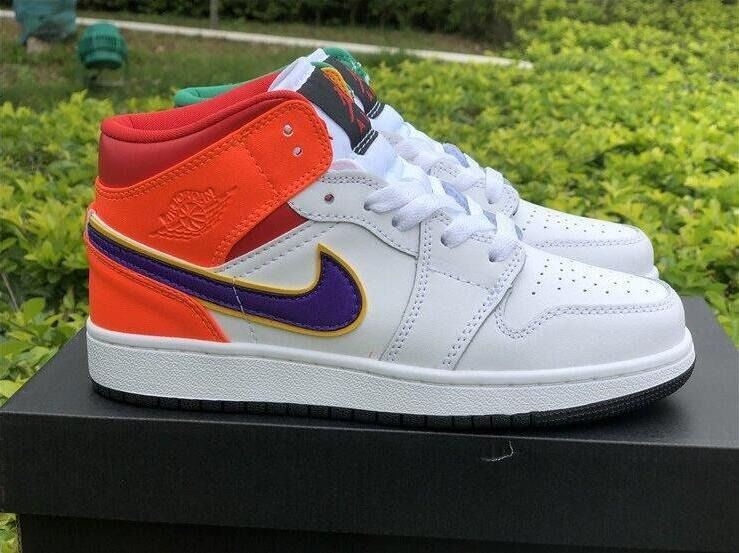 Air jordan 1 mid purple white red hotsell
