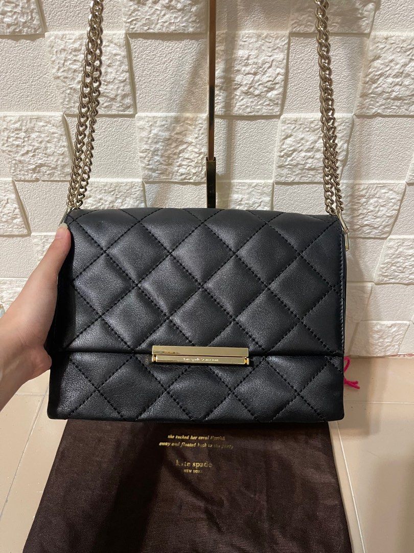 💯Authentic Cheapest Kate Spade quilted crossbody chain bag in black,  Luxury, Bags & Wallets on Carousell