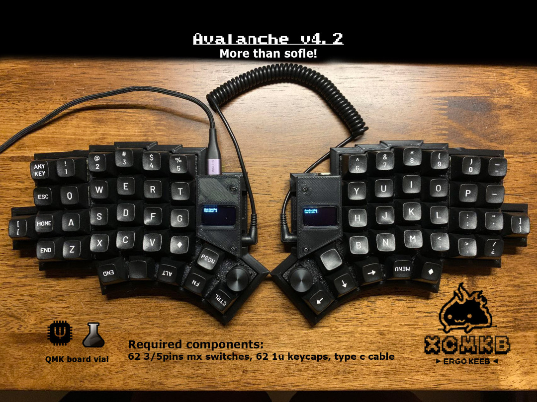 Avalanche 4.2 60 Split Mechanical Keyboard qmk via vial, Computers