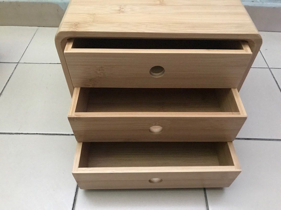 Bamboo wooden desktop drawers, Furniture & Home Living, Furniture