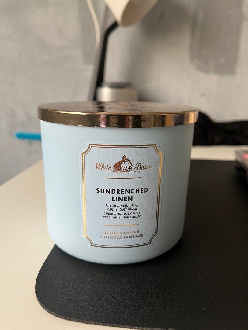 BBW Sundrenched Linen 3Wick Candle, Furniture & Home Living, Home