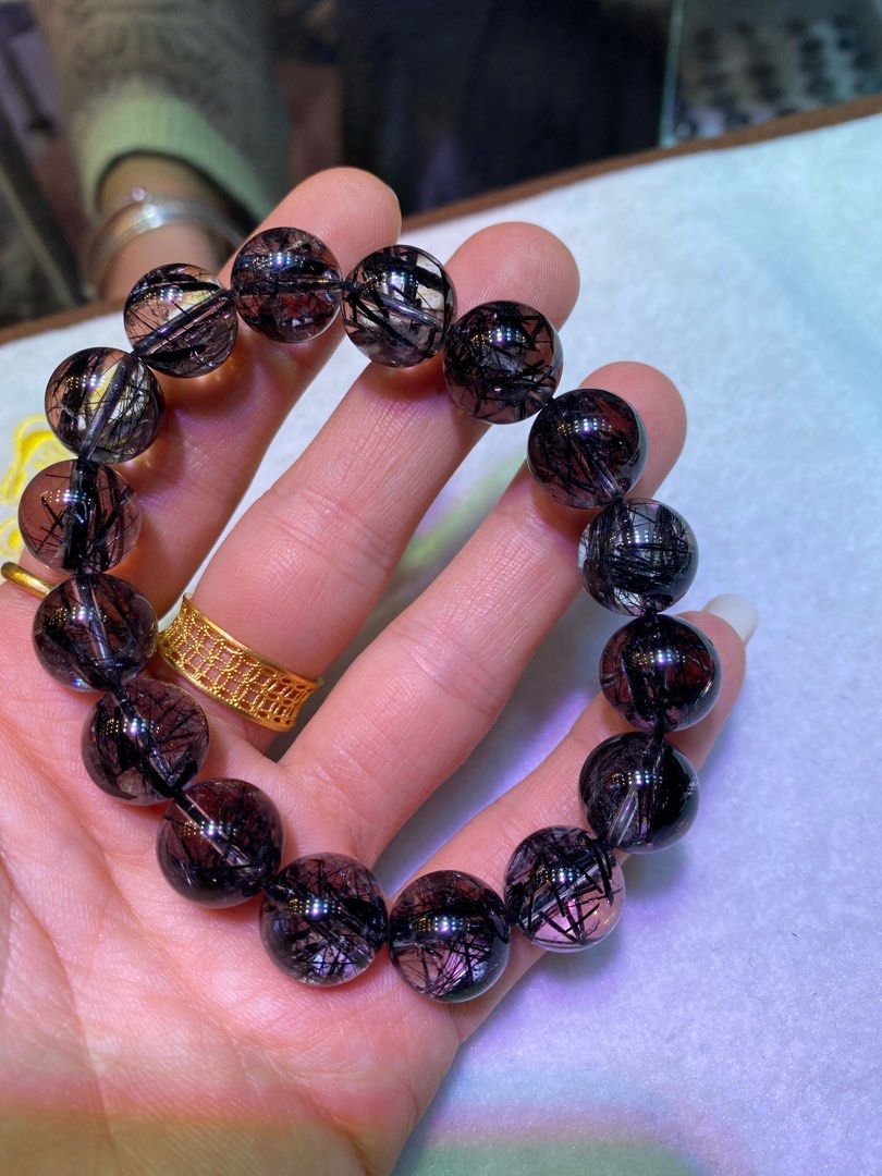Black Rutilated quartz bracelet, Women's Fashion, Jewelry